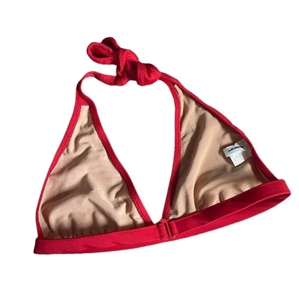 🌺 J Crew Classic Red Halter Tie Neck Bikini Top Size S NWT
